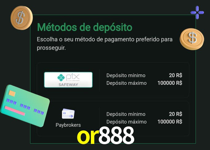 O cassino or888 oferece uma grande variedade de métodos de pagamento